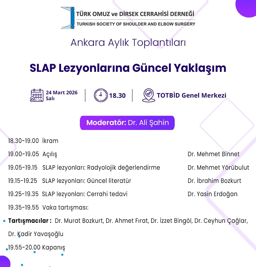 Ankara Aylık Toplantıları - SLAP Lezyonlarına Güncel Yaklaşım